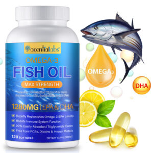 Acentiallabs Fish Oil Supplements Omega 3 Fats Supplements Omega 3 Fatty Acid Softgel Capsule for Men Women Supplement Softgel