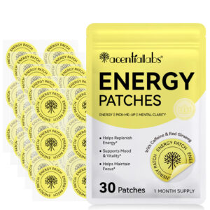 Acentiallabs Transdermal Patches Energy Biodegradable Top Layer Energy Patches With Caffeine Red Ginseng for Maintain Focus